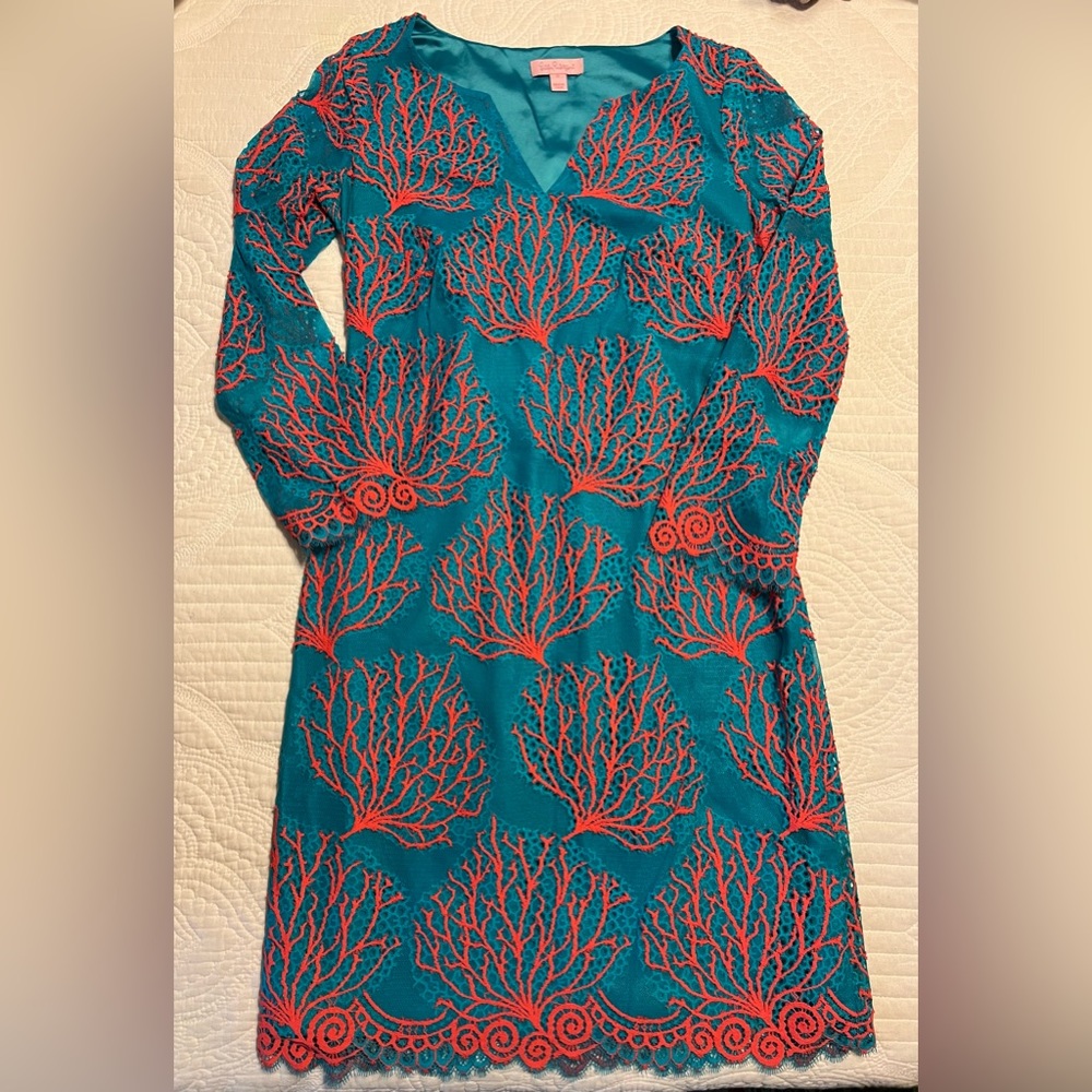 Lilly Pulitzer dress, size 0, turquoise and coral